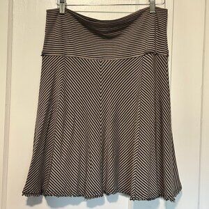 Tan and black stripe above-the-knee skirt by Jet, a Portland boutique size M/L